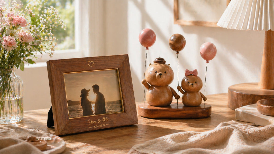 jwGifts curated keepsake gifts collection - handcrafted wooden photo frames, music boxes, and decor