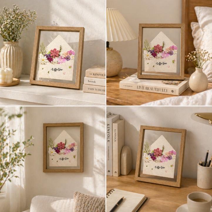 Personalized Pressed Flower Envelope Frame | Custom Sentimental Keepsake Gift