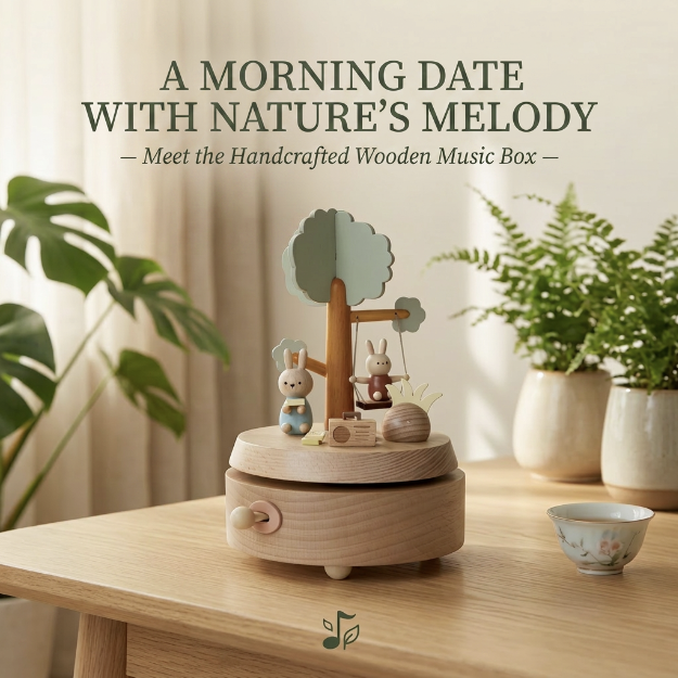 Pastel Rabbit Swing Wooden Music Box: A Whimsical Keepsake for Every Special Moment