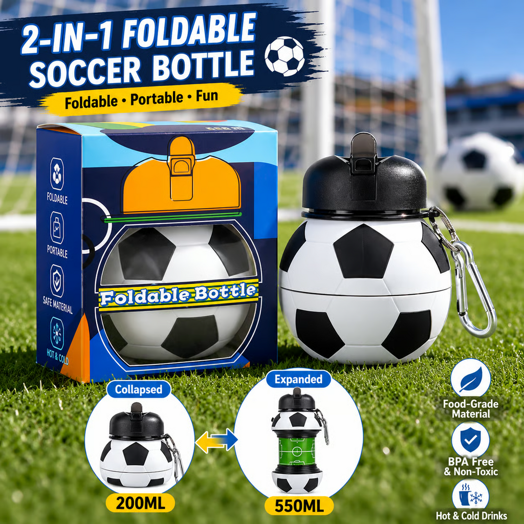 ⚽🏆 Foldable Football Water Bottle