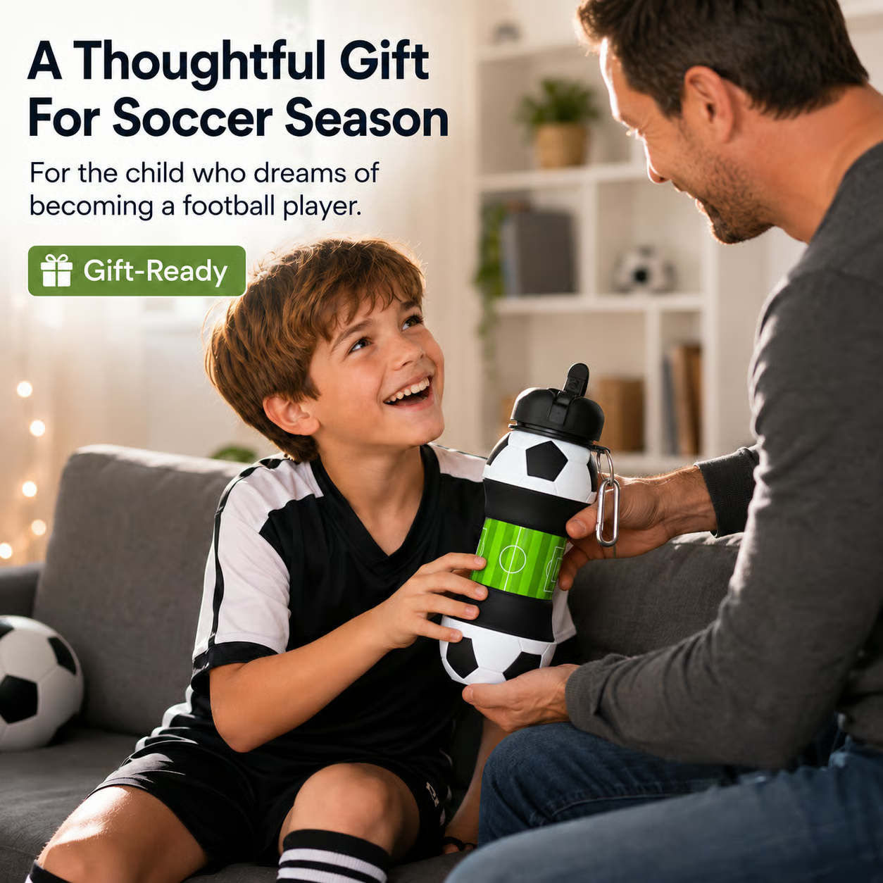 ⚽🏆 Foldable Football Water Bottle