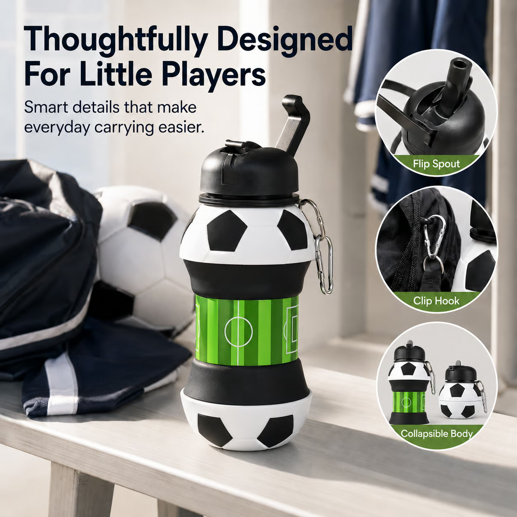 ⚽🏆 Foldable Football Water Bottle