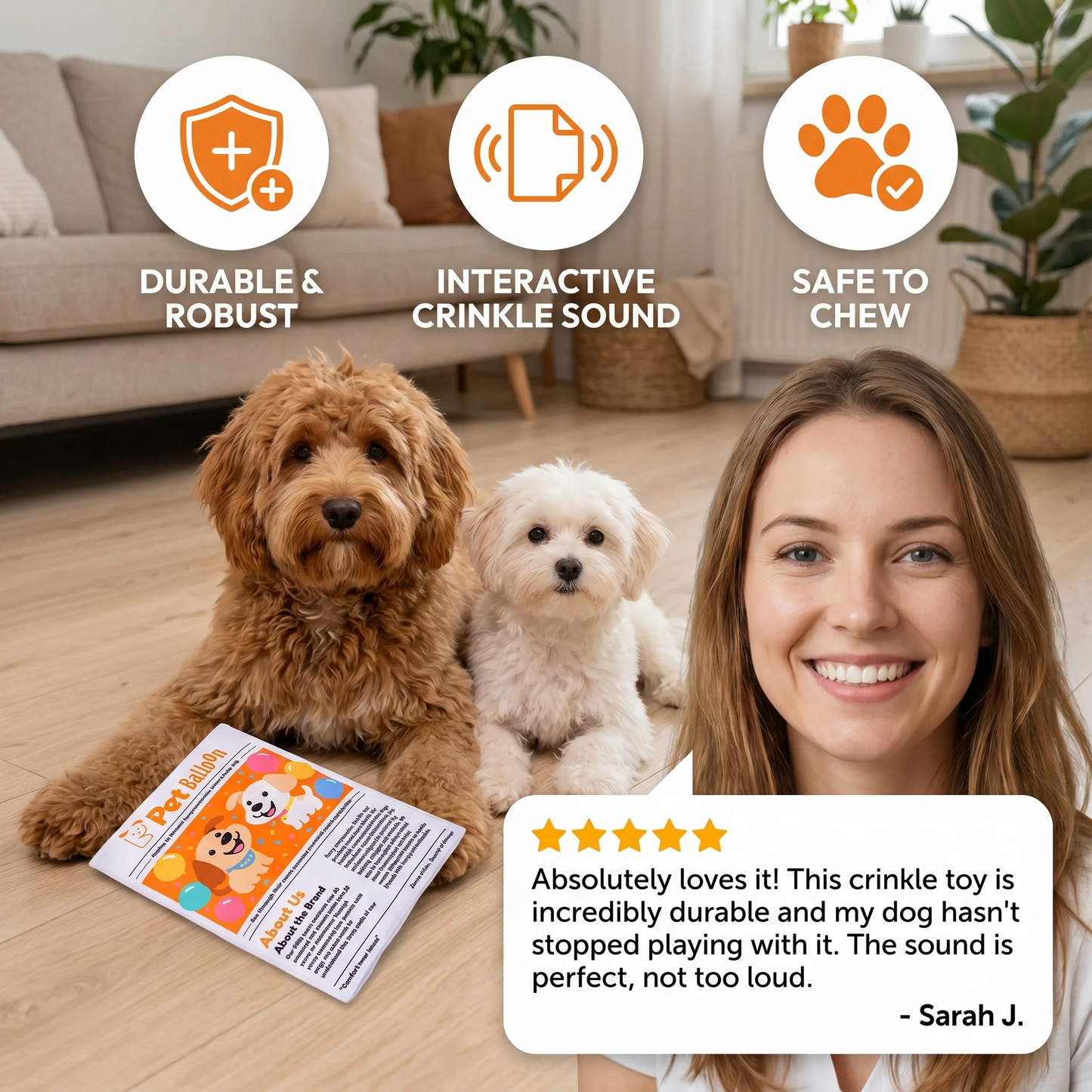 🔥3-Pack Bundle🔥Durable Interactive Crinkle Newspaper Dog Toy