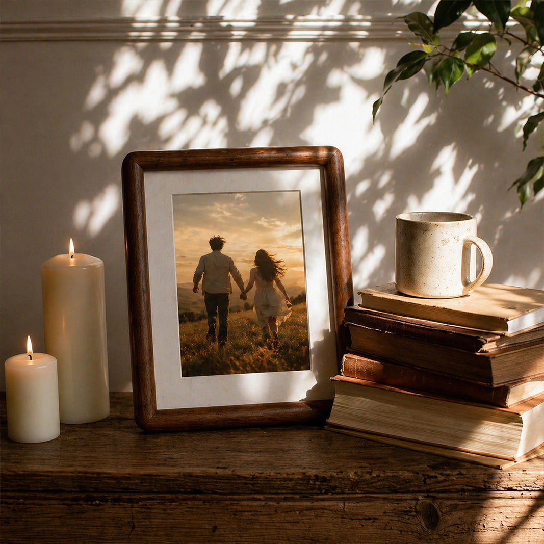 Vintage Walnut Keepsake Photo Frame