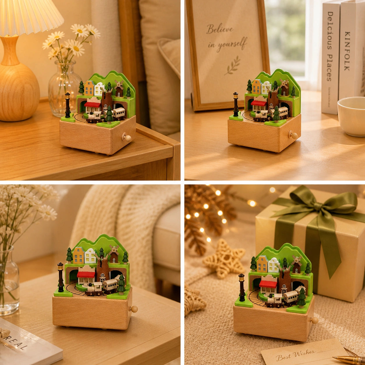 Wooden Train Music Box | Handcrafted Natural Wood Keepsake